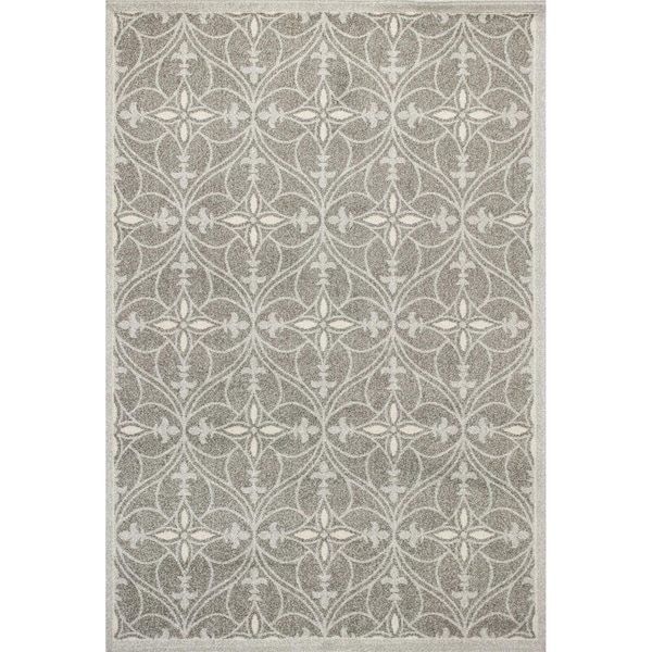 Homeroots 23 x 45 in. UV-Treated Polypropylene Grey Area Rug 353148 - main